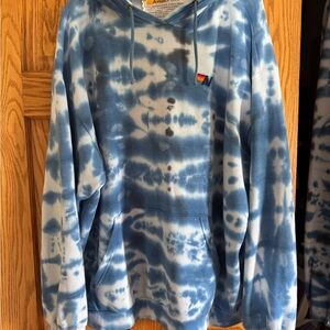 Aviator Nation Blue and White Tie-Dye Hoodie XL